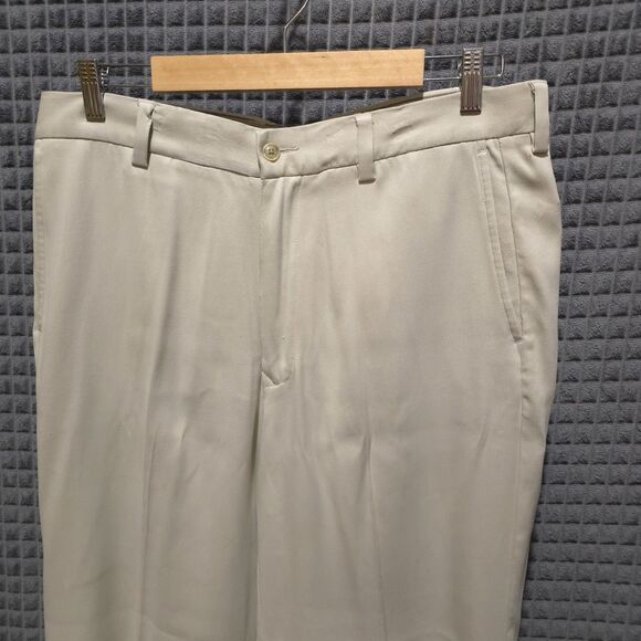 TommyBahama Silk Khaki Dress Pants 34x31 Beach Wedding Boho Preppy Old Money - Picture 3 of 16